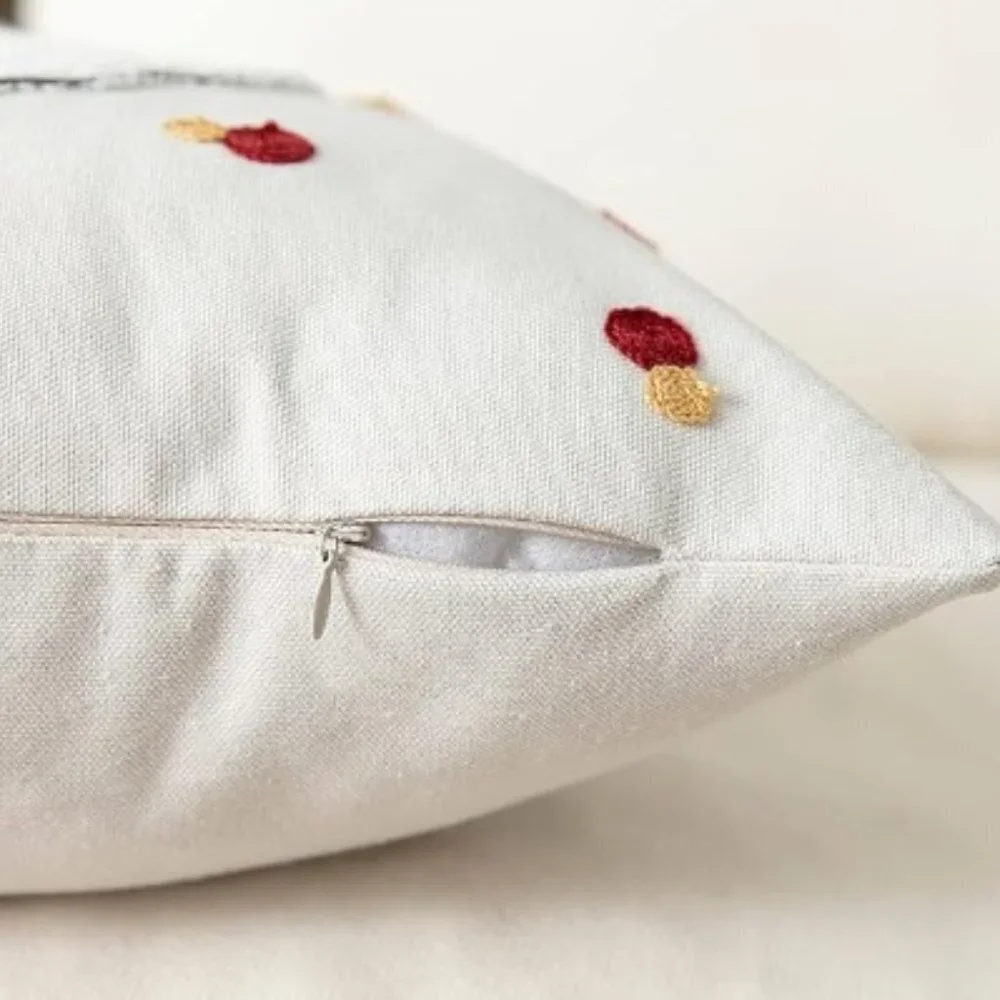 2 Pcs Christmas Pillow Covers Canvas Cotton Embroidered Santa Claus